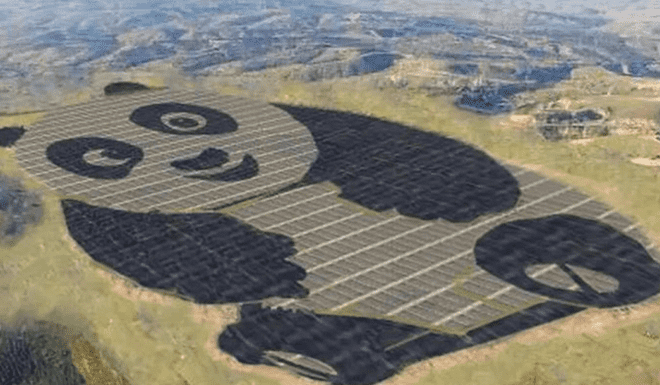 China construye planta de energía solar con forma de panda