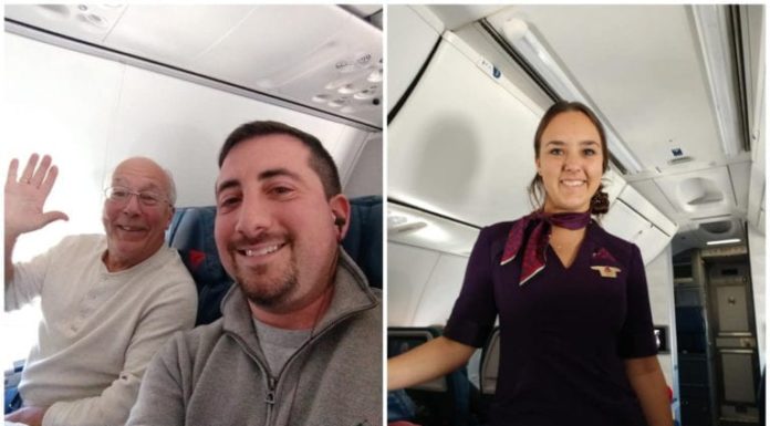 Papá pasa la Navidad volando junto a su hija aeromoza