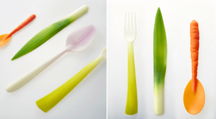 Conoce los cubiertos desechables en forma de vegetales que están hechos con plantas.