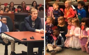 Niño de 5 años invito a todos sus compañeros de kinder a su audiencia de adopción