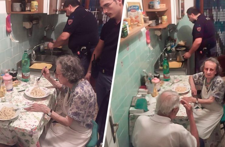 Policías llegan a la casa de dos ancianos que estaban llorando y les prepararon de cenar