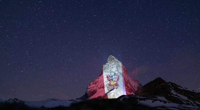 Bandera de Perú fue proyectada en Alpes Suizos como muestra de solidaridad