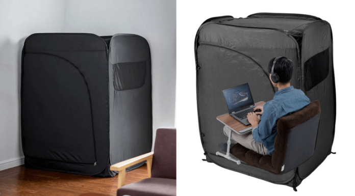Una carpa interior diseñada para aislarse y trabajar mejor dentro de casa.